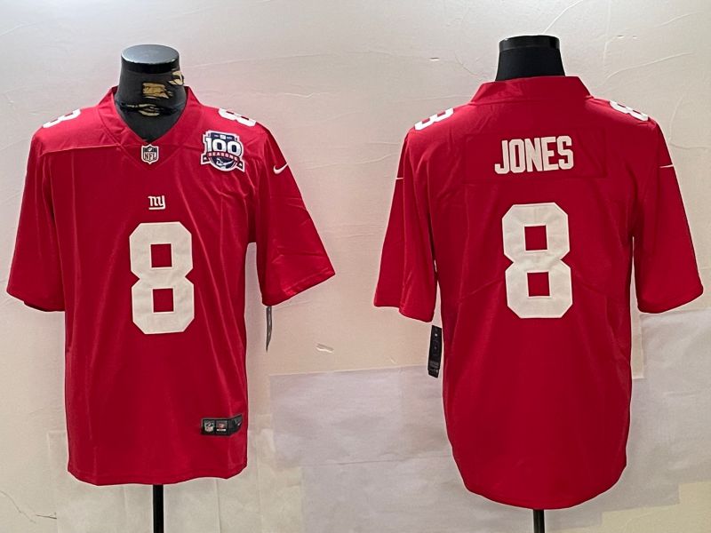 Men New York Giants #8 Jones Red 2024 Nike Vapor Limited NFL Jersey style 2